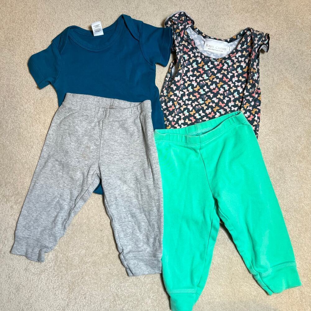 6-12M Bundle 4 Pieces Girls Primary, Colored Organics, Kapri Couture